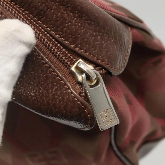 GIVENCHY Hand Bag Canvas Brown Gold Auth - Picture 9 of 16